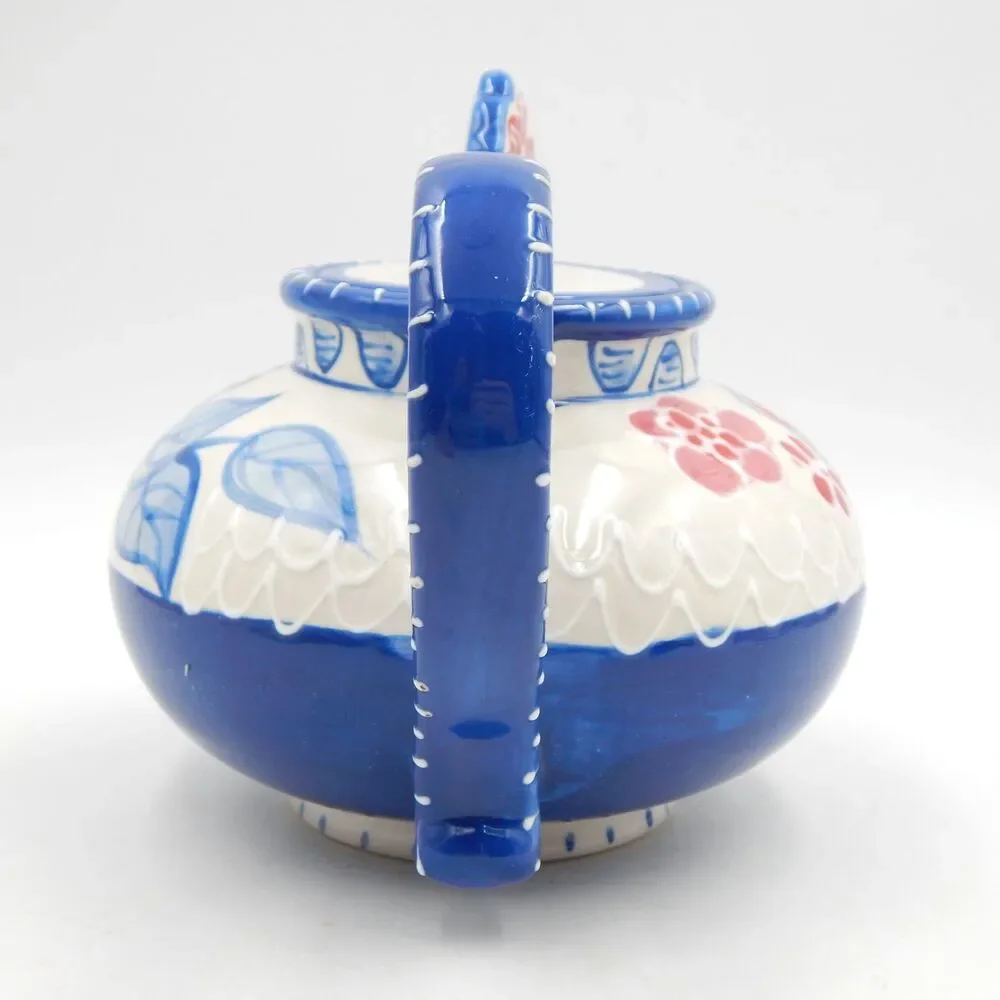 Blue Sky Ceramics Cambria Poppy Teapot Heather Goldminc 2012 Red White Blue